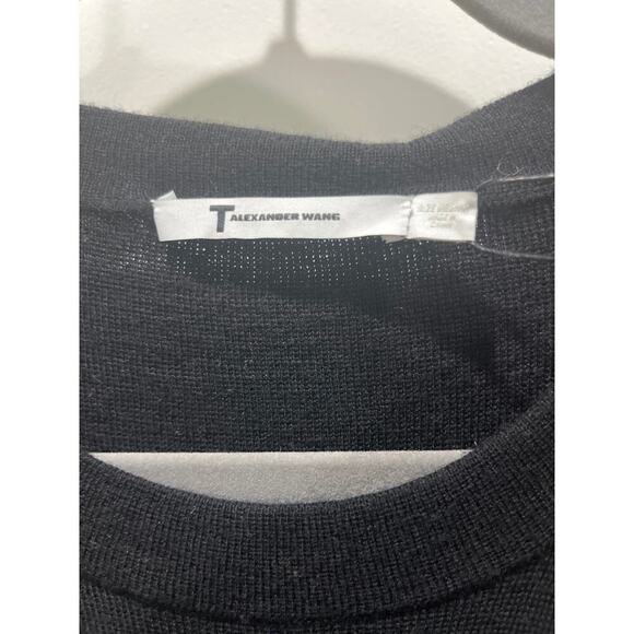NWT T Alexander Wang Wool Black Long Sleeve Asymmetrical Sweater W/ Cut Out Sz M - Picture 4 of 5